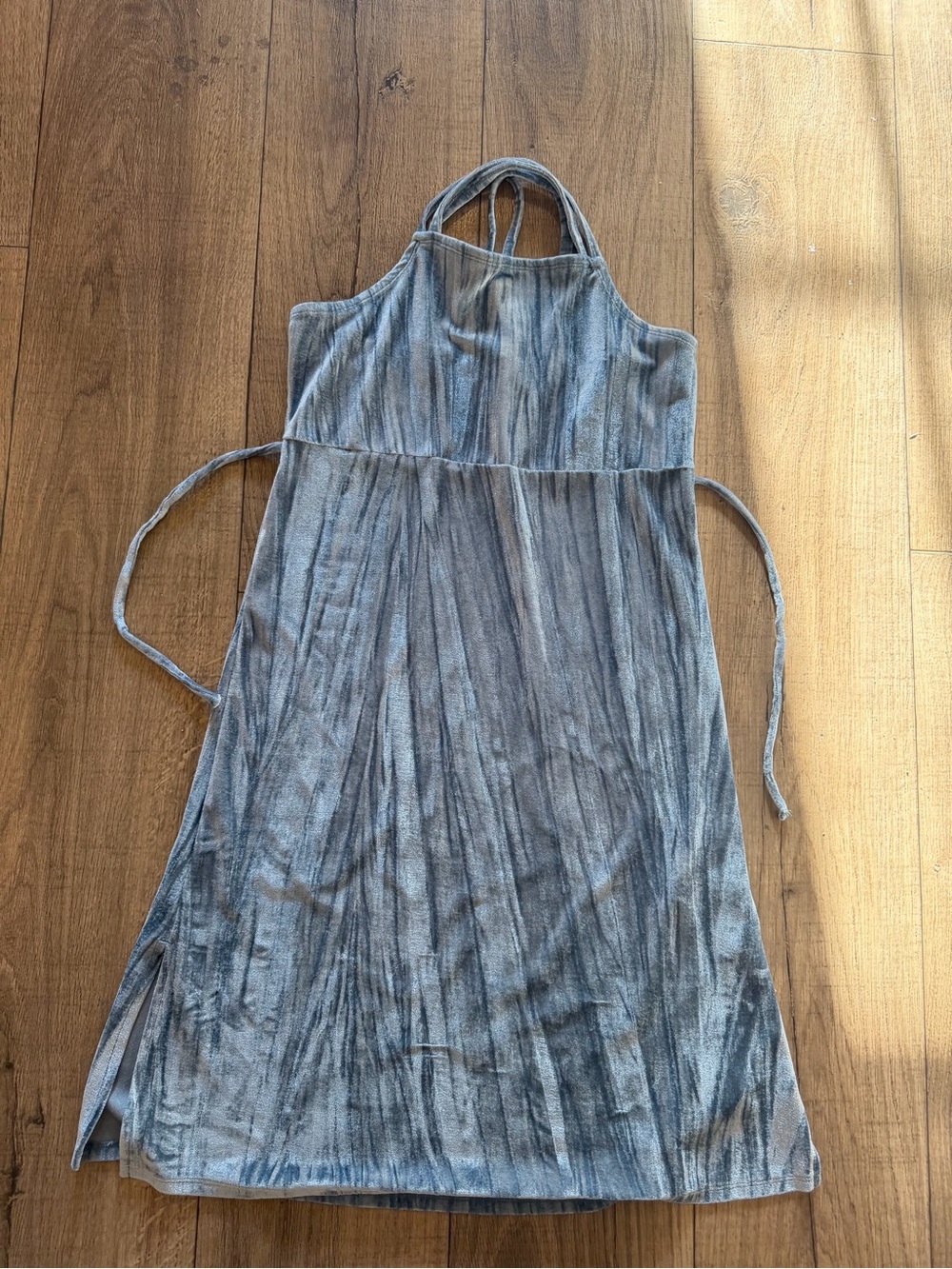 Treasure & Bond Girls' Blue Tie-Dye Halter Sundress with Side Ties